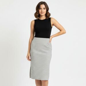 Free Press Nordstrom Black&White Stripes Elastic Waist KneeLength Pencil Skirt